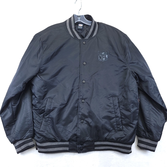 NFL Other - NFL Shield Logo Bomber Jacket Satin Black Team Apparel Men's Size Large MOME382F